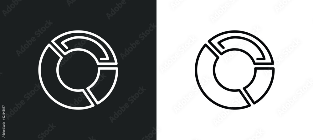 Obraz premium data circular chart outline icon in white and black colors. data circular chart flat vector icon from business and finance collection for web, mobile apps and ui.
