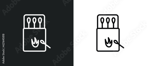 matches outline icon in white and black colors. matches flat vector icon from camping collection for web, mobile apps and ui.