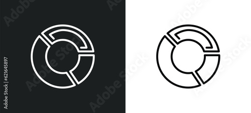 data circular chart outline icon in white and black colors. data circular chart flat vector icon from business and finance collection for web, mobile apps and ui.