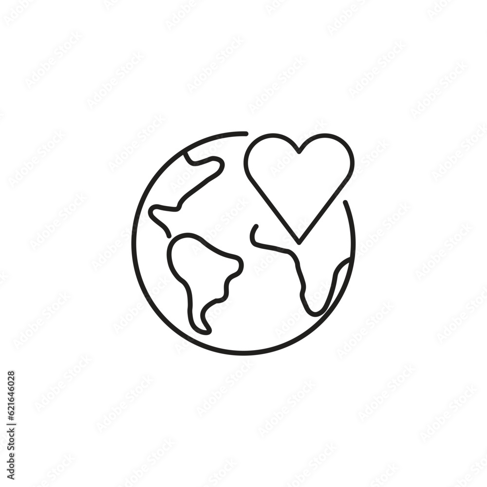 Glob with heart line icon vector illustration. Glob with heart line icon vector illustration.