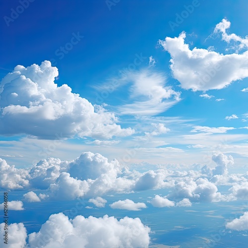 Light Clouds in Blue Skies  A Clear and Serene Day with Sunlight Illuminating the Air and Atmosphere in a Beautiful Background. Generative AI