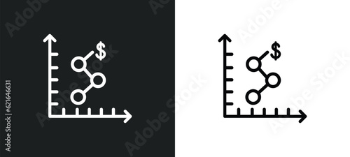 depleting chart outline icon in white and black colors. depleting chart flat vector icon from analytics collection for web, mobile apps and ui.