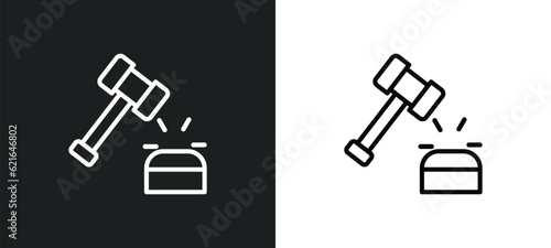 auction outline icon in white and black colors. auction flat vector icon from business collection for web, mobile apps and ui.