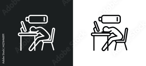 sleepy worker at work outline icon in white and black colors. sleepy worker at work flat vector icon from business collection for web, mobile apps and ui.