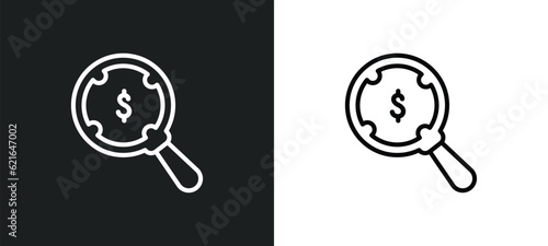 money searcher outline icon in white and black colors. money searcher flat vector icon from business collection for web, mobile apps and ui.