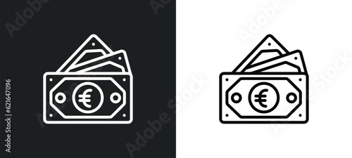 euro bills outline icon in white and black colors. euro bills flat vector icon from business collection for web, mobile apps and ui.