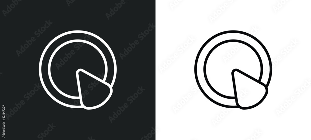 Obraz premium portion pie chart outline icon in white and black colors. portion pie chart flat vector icon from business collection for web, mobile apps and ui.