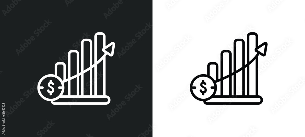 Obraz premium increase rate outline icon in white and black colors. increase rate flat vector icon from business collection for web, mobile apps and ui.