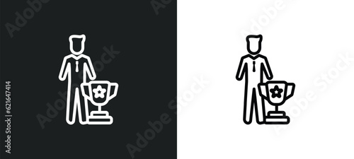 man succesing outline icon in white and black colors. man succesing flat vector icon from business collection for web, mobile apps and ui.