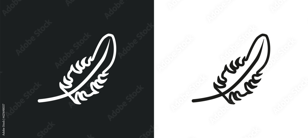 feather outline icon in white and black colors. feather flat vector icon from brazilia collection for web, mobile apps and ui.