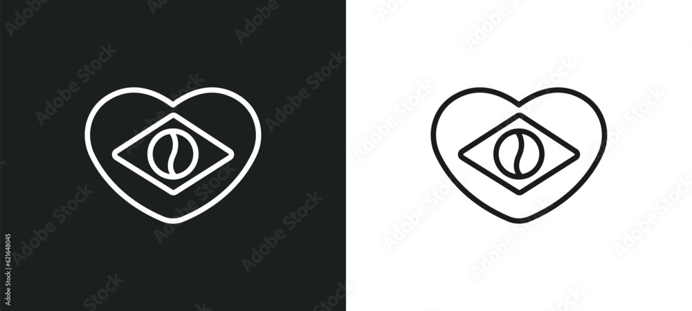 heart outline icon in white and black colors. heart flat vector icon from brazilia collection for web, mobile apps and ui.