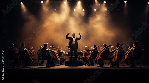 Fotografiet A symphony orchestra performing a captivating and emotional musical piece, gener