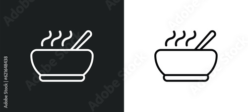 hot soup outline icon in white and black colors. hot soup flat vector icon from bistro and restaurant collection for web, mobile apps and ui.