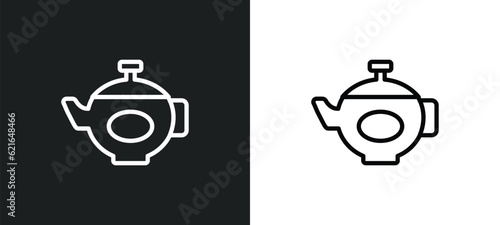 vintage teapot outline icon in white and black colors. vintage teapot flat vector icon from bistro and restaurant collection for web, mobile apps and ui.