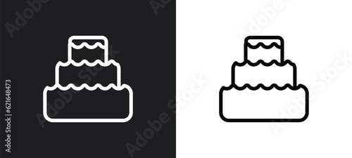 decorated cake outline icon in white and black colors. decorated cake flat vector icon from bistro and restaurant collection for web  mobile apps and ui.