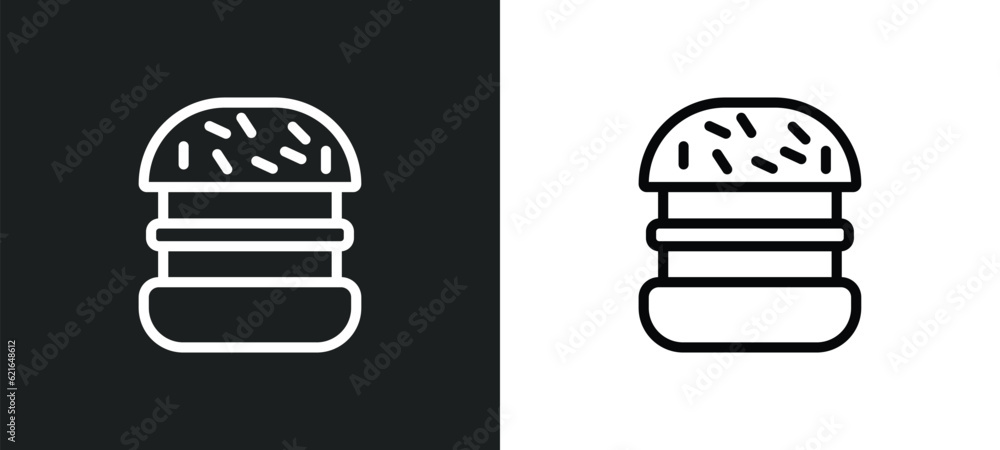 complete hamburger outline icon in white and black colors. complete hamburger flat vector icon from bistro and restaurant collection for web, mobile apps and ui.