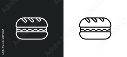long sandwich outline icon in white and black colors. long sandwich flat vector icon from bistro and restaurant collection for web, mobile apps and ui.