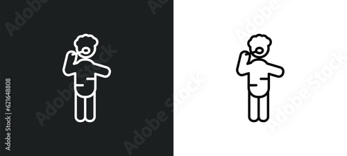 brushing teeth outline icon in white and black colors. brushing teeth flat vector icon from behavior collection for web, mobile apps and ui.