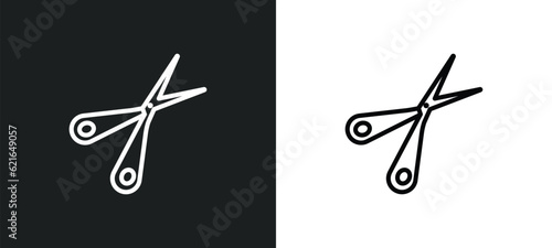 hair scissors outline icon in white and black colors. hair scissors flat vector icon from beauty collection for web, mobile apps and ui.