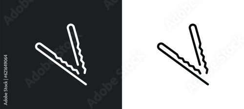 bobby pins outline icon in white and black colors. bobby pins flat vector icon from beauty collection for web, mobile apps and ui.