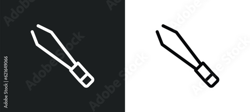 tweezers outline icon in white and black colors. tweezers flat vector icon from beauty collection for web, mobile apps and ui.