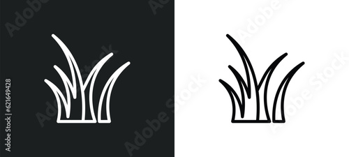 grass outline icon in white and black colors. grass flat vector icon from autumn collection for web, mobile apps and ui.