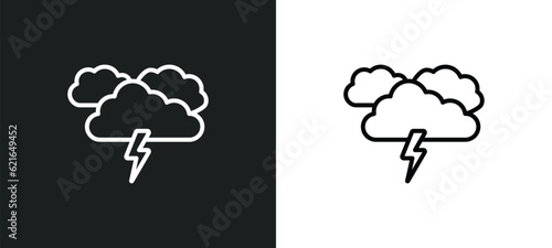 storm outline icon in white and black colors. storm flat vector icon from autumn collection for web, mobile apps and ui.