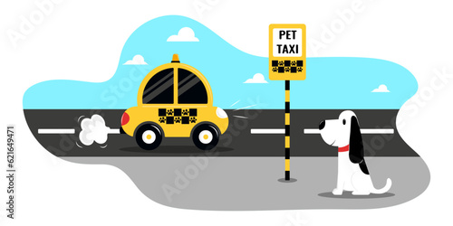 Pet taxi vector illustration Transfer service for animals