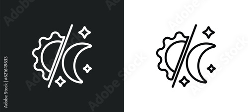 Fototapeta Naklejka Na Ścianę i Meble -  day and night outline icon in white and black colors. day and night flat vector icon from astronomy collection for web, mobile apps ui.