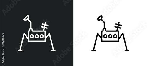 lander outline icon in white and black colors. lander flat vector icon from astronomy collection for web, mobile apps and ui.