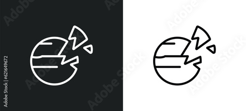 destroyed planet outline icon in white and black colors. destroyed planet flat vector icon from astronomy collection for web, mobile apps and ui. photo