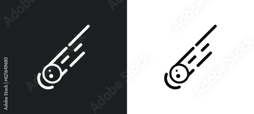 comet outline icon in white and black colors. comet flat vector icon from astronomy collection for web, mobile apps and ui.