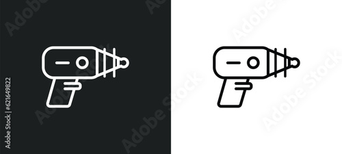 gun blaster outline icon in white and black colors. gun blaster flat vector icon from astronomy collection for web, mobile apps and ui.