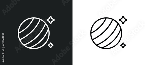 uranus with satellite outline icon in white and black colors. uranus with satellite flat vector icon from astronomy collection for web, mobile apps and ui.