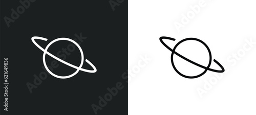 saturn outline icon in white and black colors. saturn flat vector icon from astronomy collection for web, mobile apps and ui.