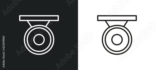 gong outline icon in white and black colors. gong flat vector icon from asian collection for web, mobile apps and ui.