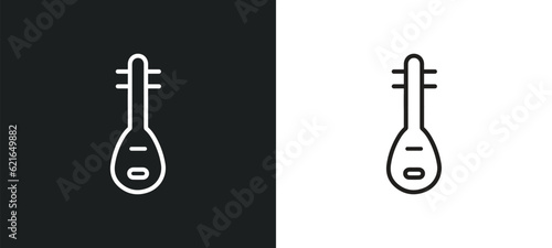 pipa outline icon in white and black colors. pipa flat vector icon from asian collection for web, mobile apps and ui.