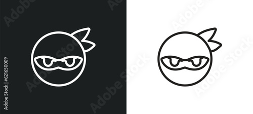 ninja outline icon in white and black colors. ninja flat vector icon from asian collection for web, mobile apps and ui.