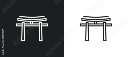 torii gate outline icon in white and black colors. torii gate flat vector icon from asian collection for web, mobile apps and ui.
