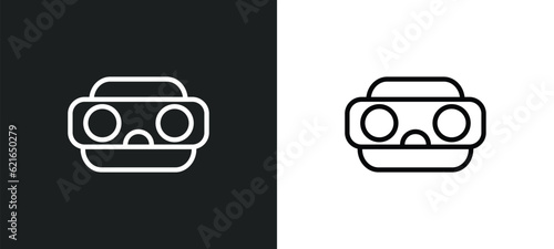 stereoscope outline icon in white and black colors. stereoscope flat vector icon from augmented reality collection for web, mobile apps and ui.