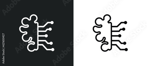artificial intelligence outline icon in white and black colors. artificial intelligence flat vector icon from artificial intelligence collection for web, mobile apps and ui.