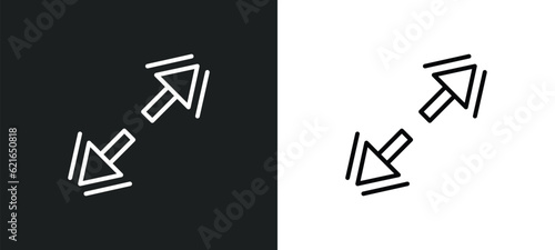 diagonal arrow outline icon in white and black colors. diagonal arrow flat vector icon from arrows collection for web, mobile apps and ui.