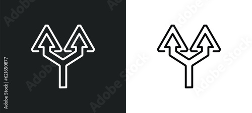 splitting arrow outline icon in white and black colors. splitting arrow flat vector icon from arrows collection for web, mobile apps and ui.