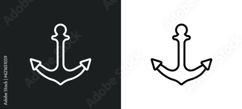 anchor outline icon in white and black colors. anchor flat vector icon from army collection for web, mobile apps and ui.