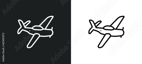 airplane outline icon in white and black colors. airplane flat vector icon from army collection for web, mobile apps and ui.