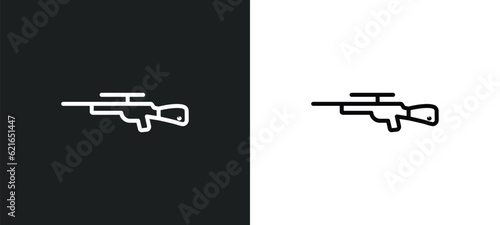 sniper rifle outline icon in white and black colors. sniper rifle flat vector icon from army collection for web, mobile apps and ui.