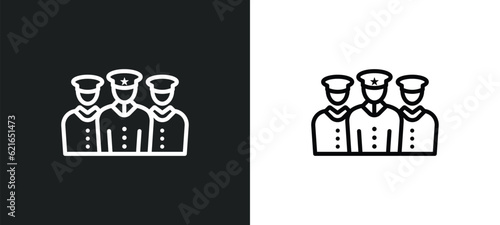 brigade outline icon in white and black colors. brigade flat vector icon from army collection for web, mobile apps and ui.