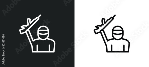 rebellion outline icon in white and black colors. rebellion flat vector icon from army collection for web, mobile apps and ui.