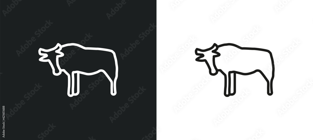 wildebeest outline icon in white and black colors. wildebeest flat vector icon from animals collection for web, mobile apps and ui.