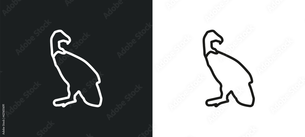 Fototapeta premium vulture outline icon in white and black colors. vulture flat vector icon from animals collection for web, mobile apps and ui.